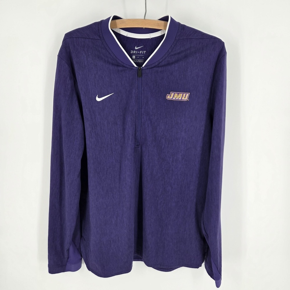 Nike James Madison University Sweatshirt Medium Purple 1/4 Zip Team Issued JMU